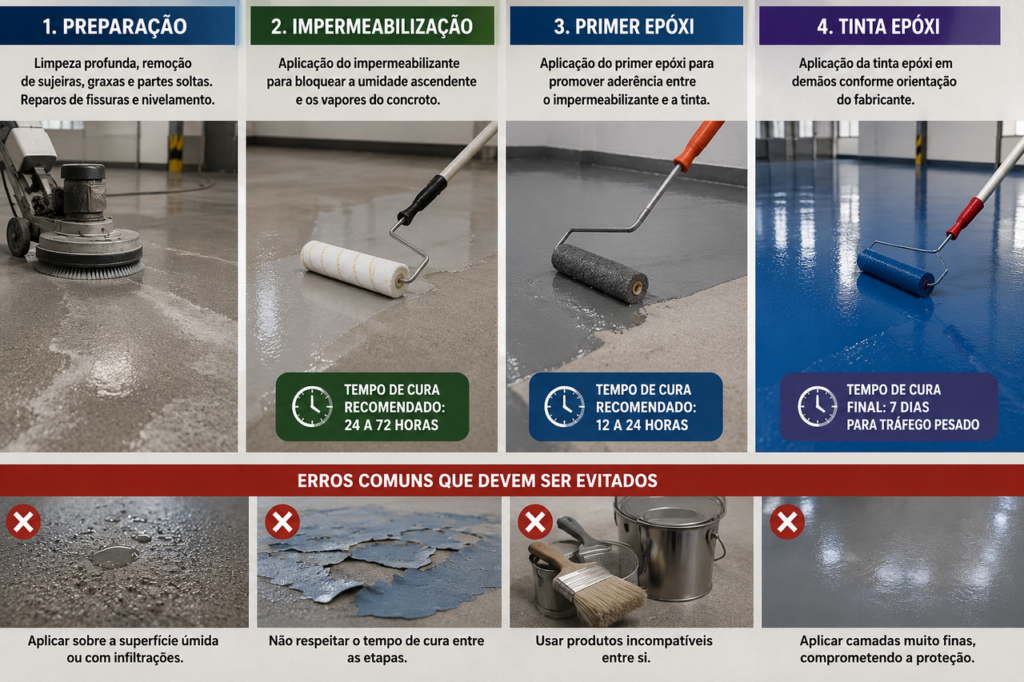 O que aplicar primeiro no concreto: impermeabilizante ou pintura epóxi? Essa é a ordem correta