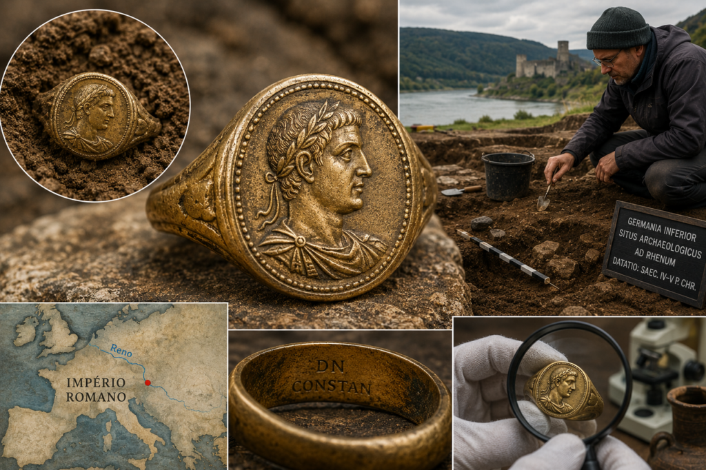 Anel de 1.700 anos com retrato de imperador romano aparece na Alemanha e intriga arqueólogos