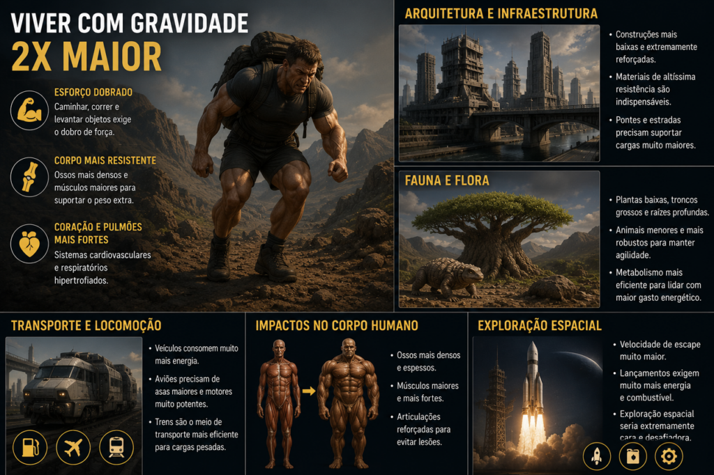 Como seria um dia em um planeta com gravidade duas vezes maior que a da Terra?