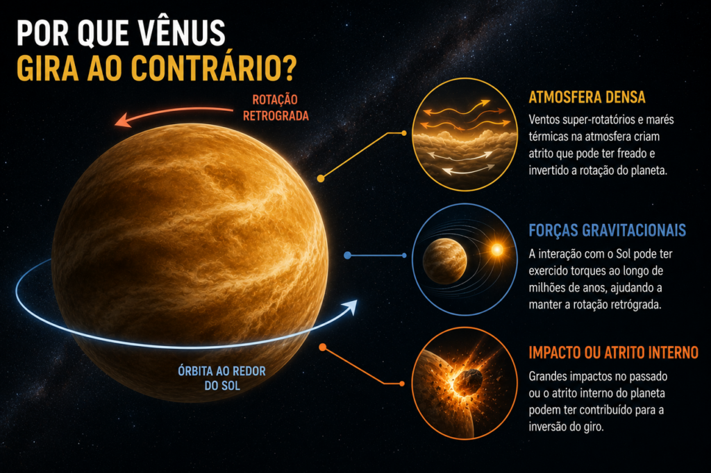 Por que Vênus gira ao contrário dos outros planetas?