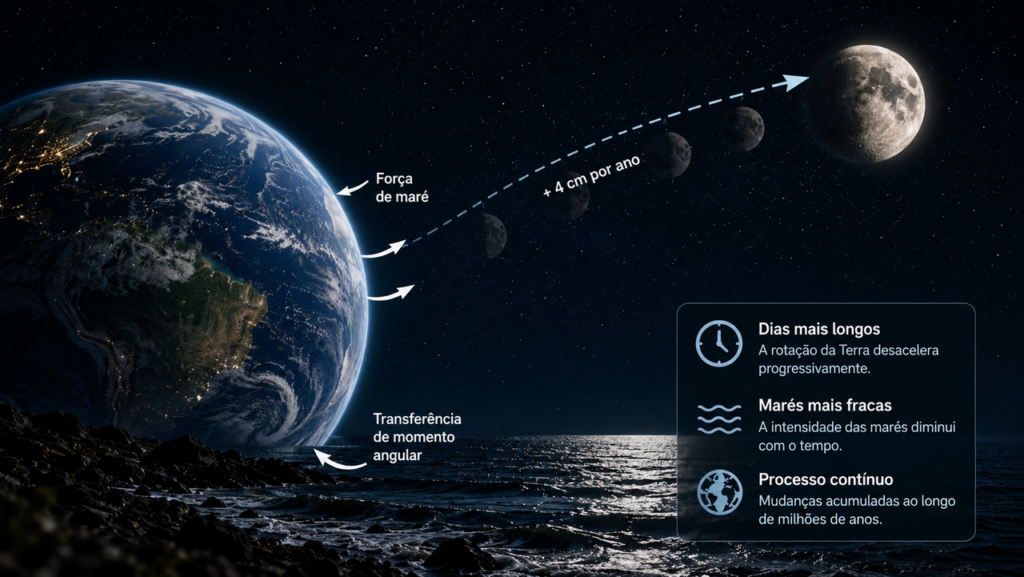 Por que a Lua está se afastando lentamente da Terra?
