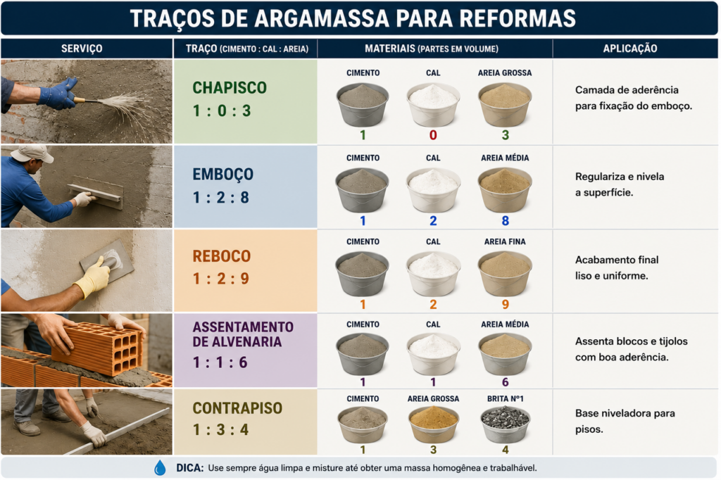 Cimento, cal e areia: qual a proporção correta para cada serviço?