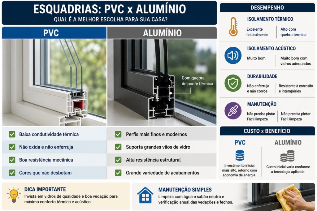 Janela de alumínio ou PVC: qual isola melhor o calor e o ruído?