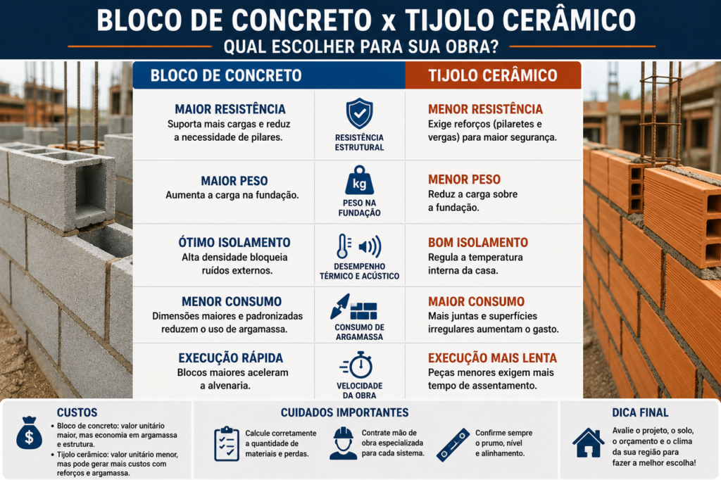 Bloco de concreto ou tijolo cerâmico: qual é melhor?