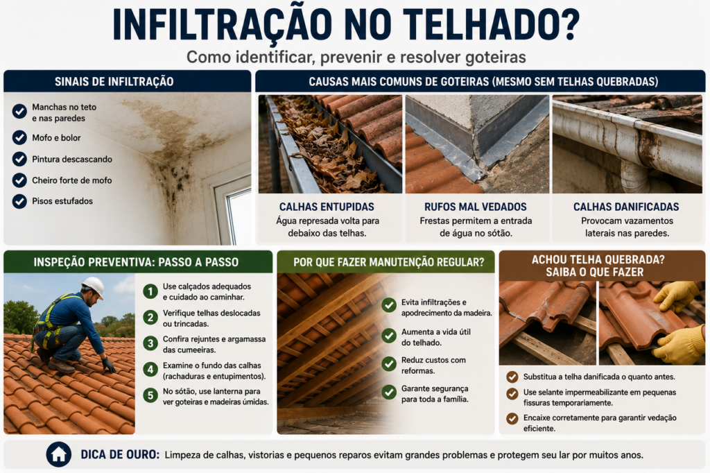 Como descobrir vazamentos no telhado sem desmontá-lo?