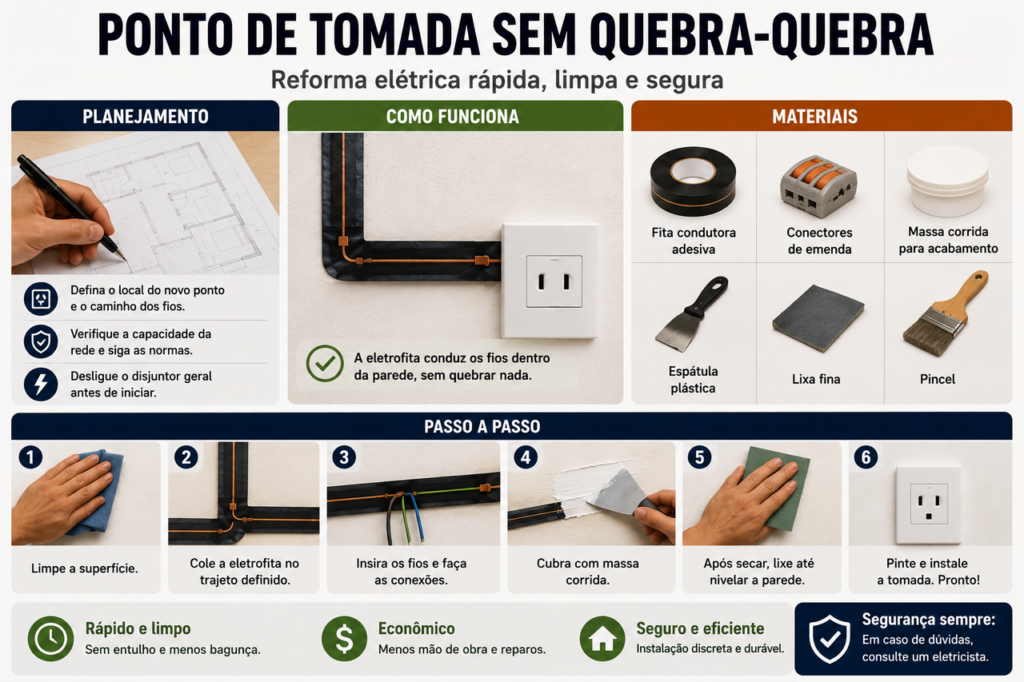 Como instalar uma tomada sem quebrar toda a parede?