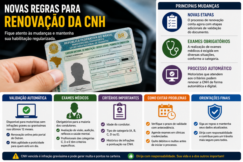 Motoristas terão de cumprir uma nova etapa para renovar a carteira de motorista