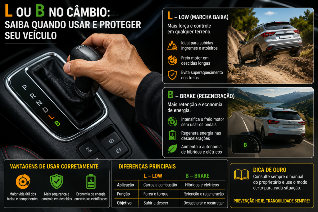 Para que serve a posição "L" ou "B" no câmbio automático de alguns carros