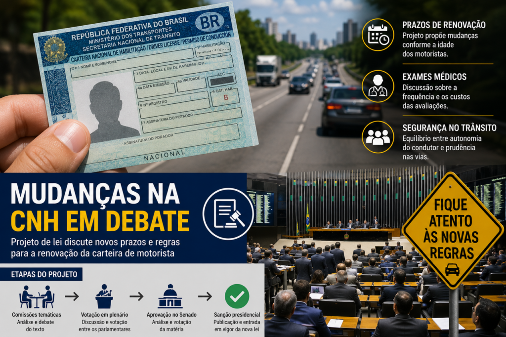 Projeto de lei prevê mudanças na validade da CNH para determinados condutores; veja o que pode mudar
