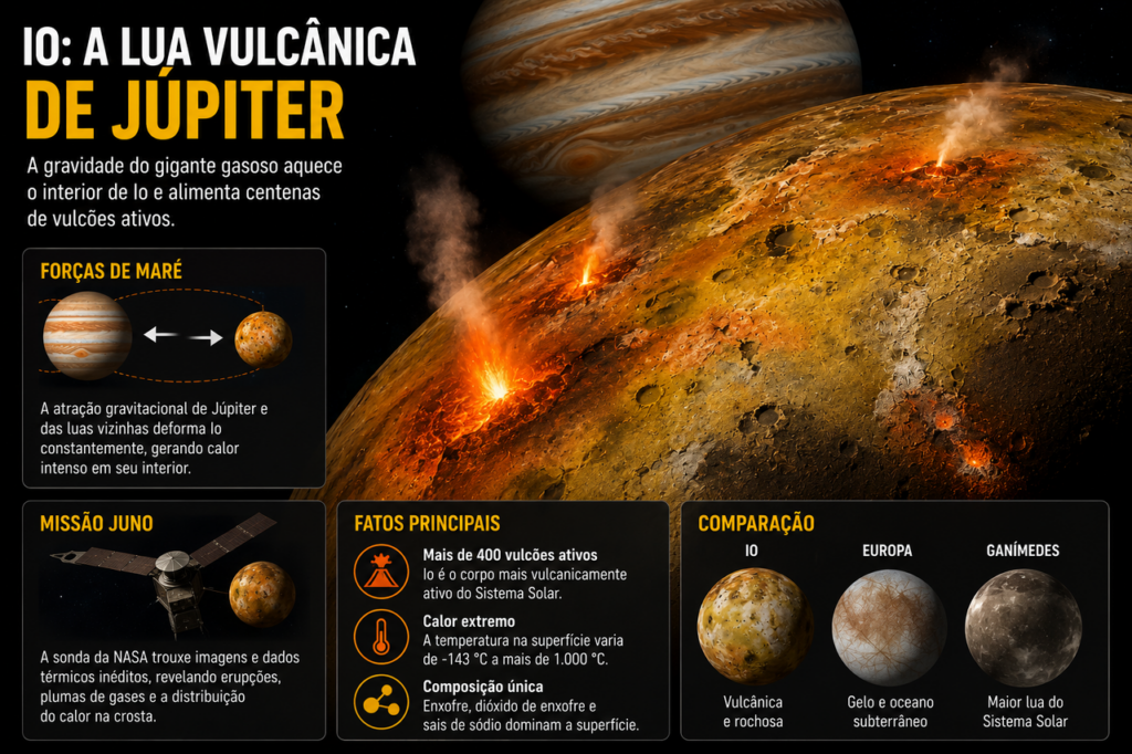 A lua vulcânica que concentra a atividade geológica mais intensa do Sistema Solar