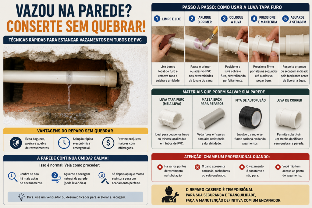 Como consertar um cano com vazamento sem quebrar a parede?