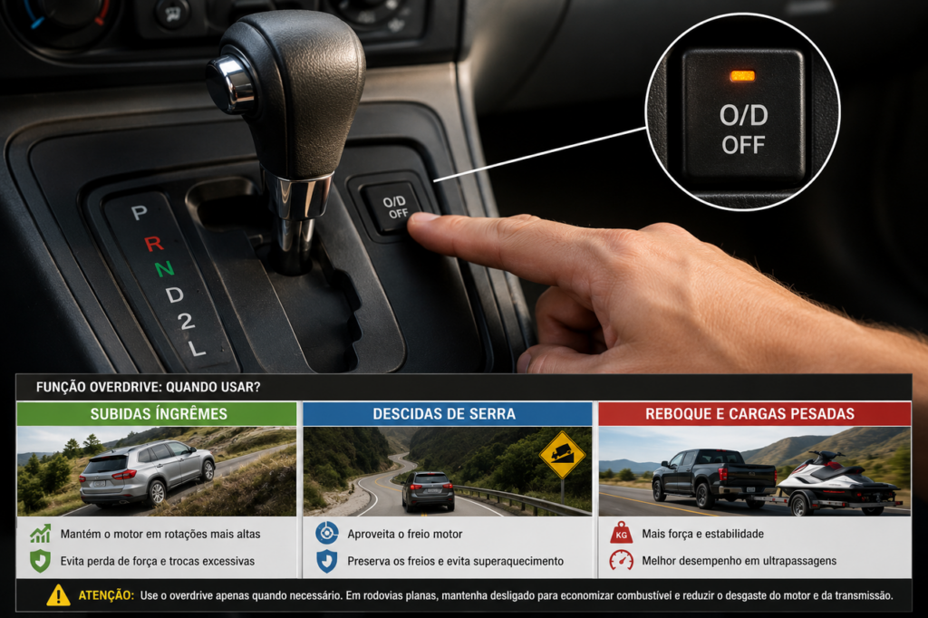 Para que serve o botão "O/D Off" presente em alguns carros automáticos