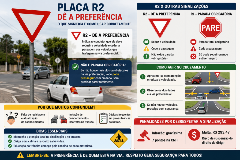 O que significa a placa triangular com borda vermelha que muitos motoristas confundem no trânsito