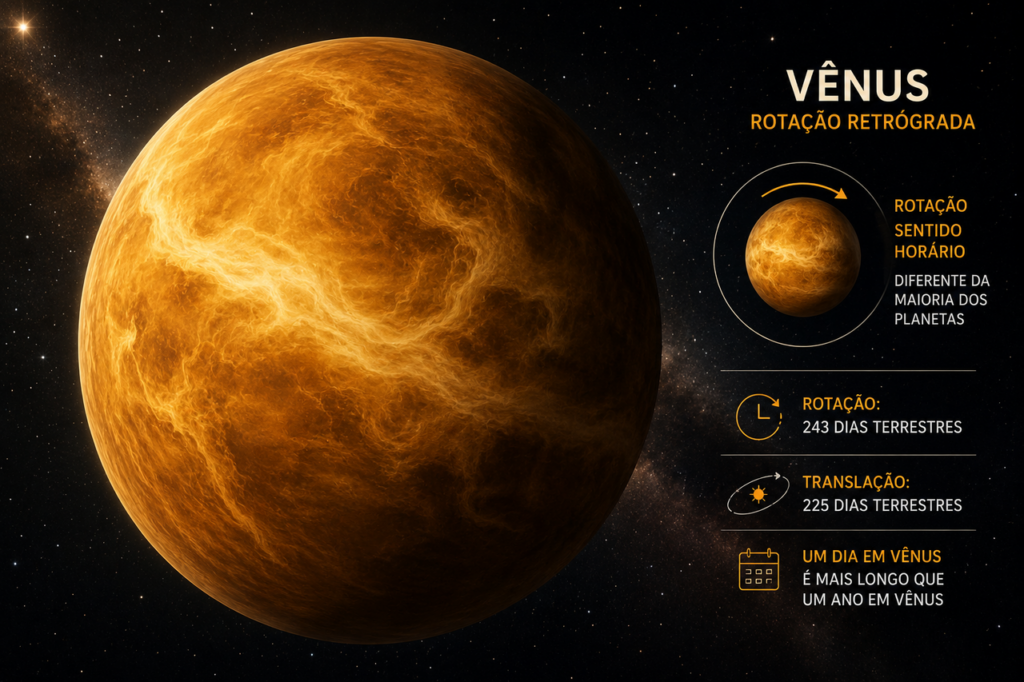 Por que Vênus gira no sentido contrário da maioria dos planetas do Sistema Solar?