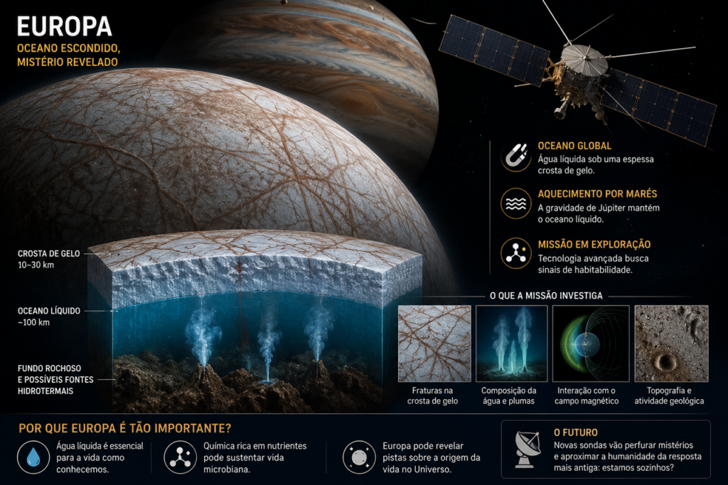 Por que Europa esconde um oceano global sob sua espessa camada de gelo?