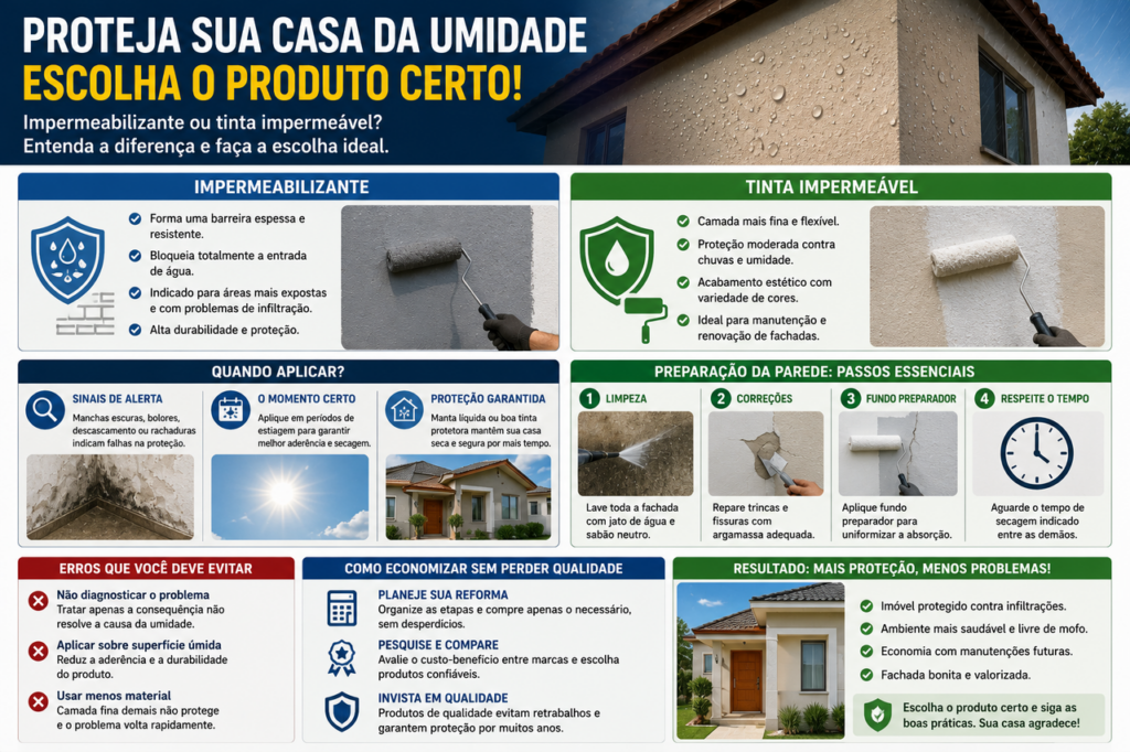 Impermeabilizante ou tinta impermeável: qual protege melhor contra infiltrações?