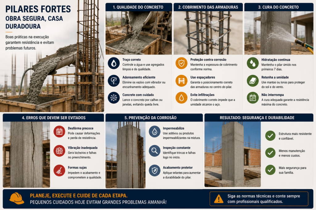 Mestre de obras revela como aumentar a durabilidade dos pilares de concreto sem modificar o projeto estrutural