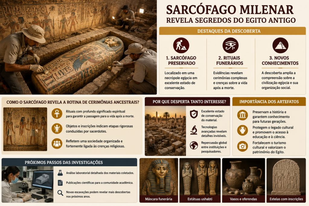 Sarcófago de 2.500 anos encontrado por pesquisadores revela vestígios de cerimônias ancestrais