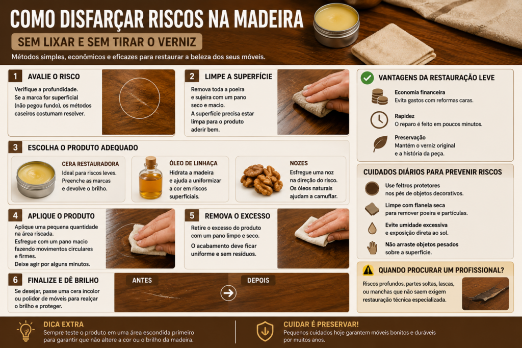 Marceneiro ensina como recuperar móveis riscados sem remover todo o acabamento original