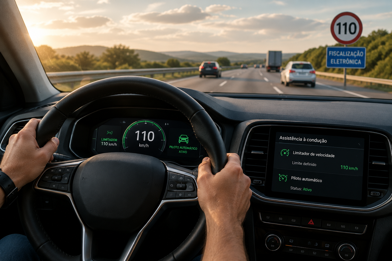 Como usar o limitador de velocidade e o piloto automático em uma viagem longa