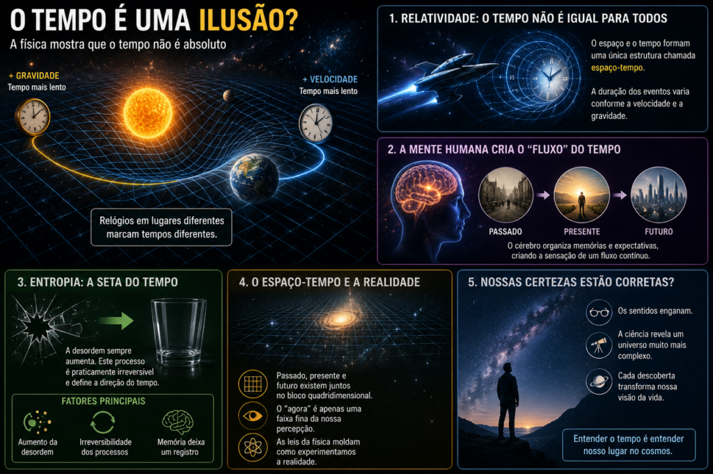 O tempo parece seguir um fluxo constante, mas a física moderna apresenta evidências que desafiam essa percepção