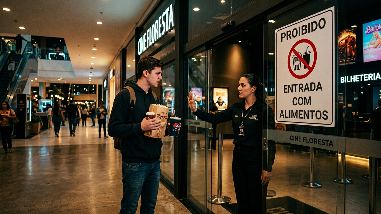 Cliente é impedido de entrar com comida comprada fora, aciona a polícia na porta do cinema e ganha indenização de R$ 3.000 reais na Justiça