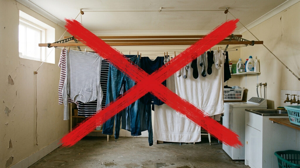 Adeus, varal de roupa na lavanderia: sistema retrátil de teto libera espaço e vira solução para apartamentos pequenos