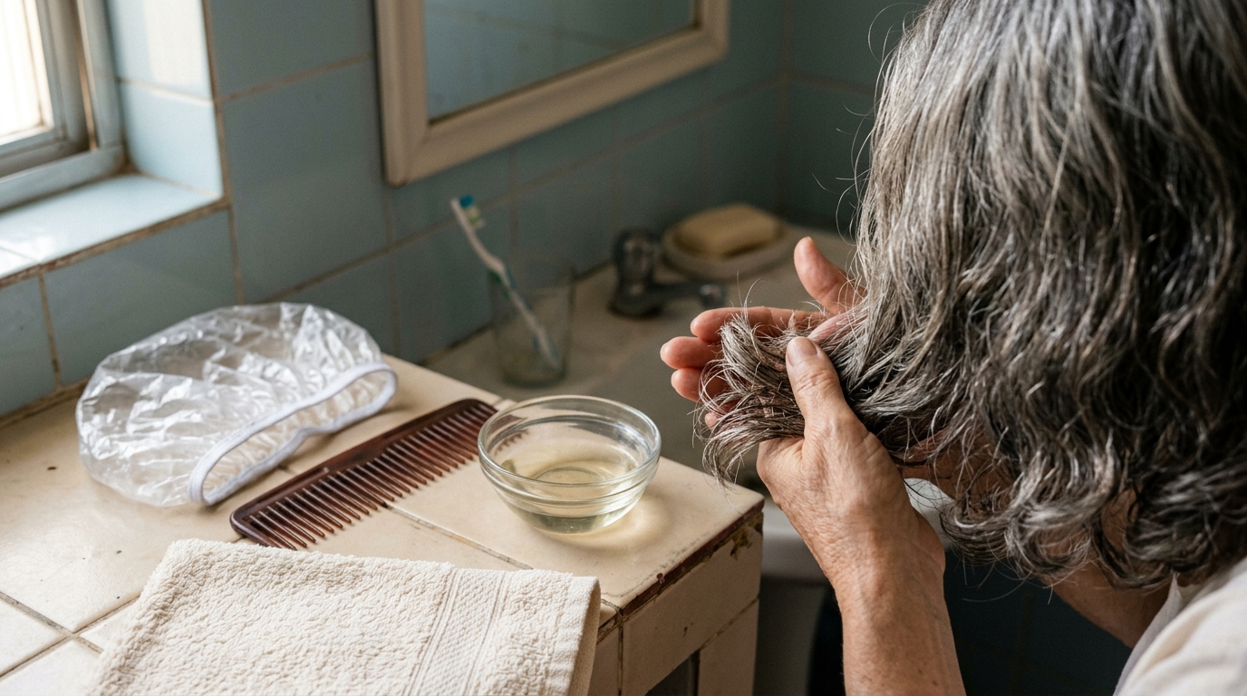 Aplicar óleo de coco antes do shampoo nos cabelos grisalhos: para que serve e por que esse cuidado protege os fios