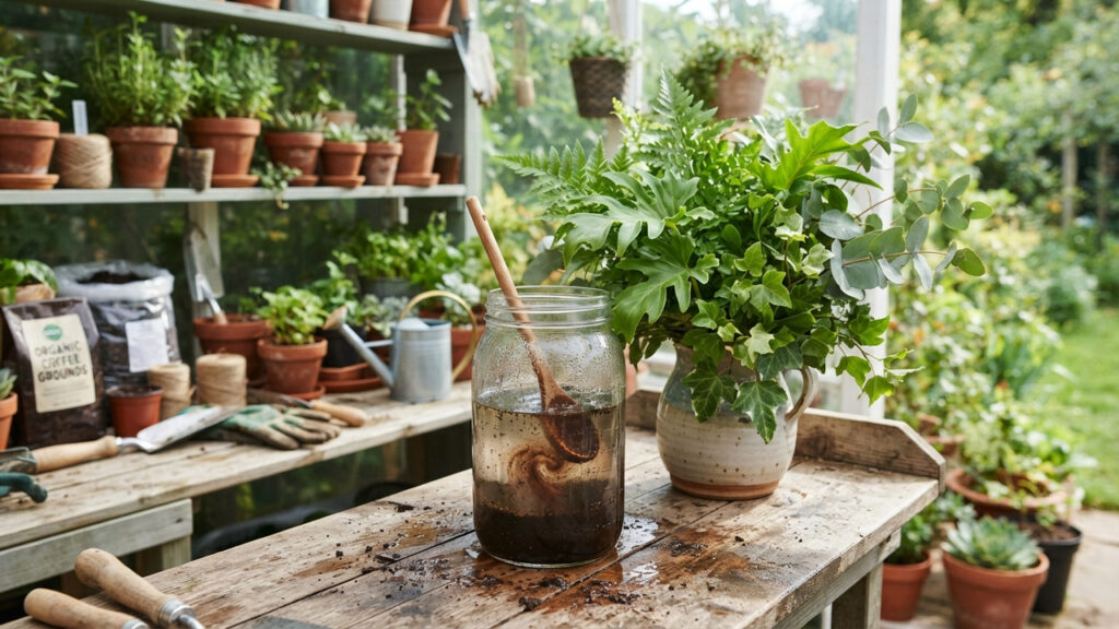 Mistura de borra de café com água: para que serve e por que ela ajuda a recuperar plantas murchas no vaso