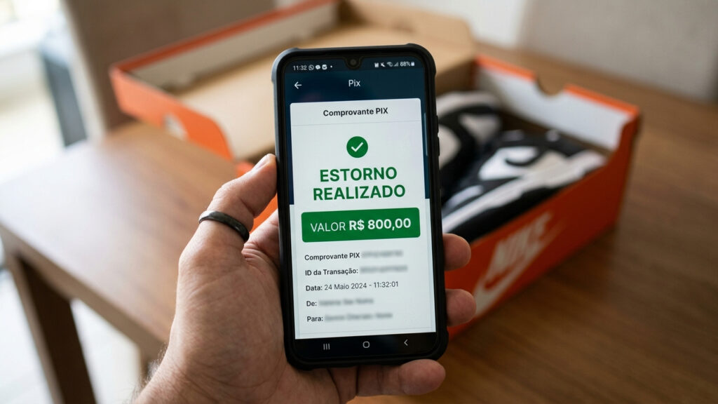 Cliente tenta devolver tênis apertado dentro do prazo de 7 dias e loja recusa estorno alegando caixa aberta: Procon obriga devolução do PIX de R$ 800,00