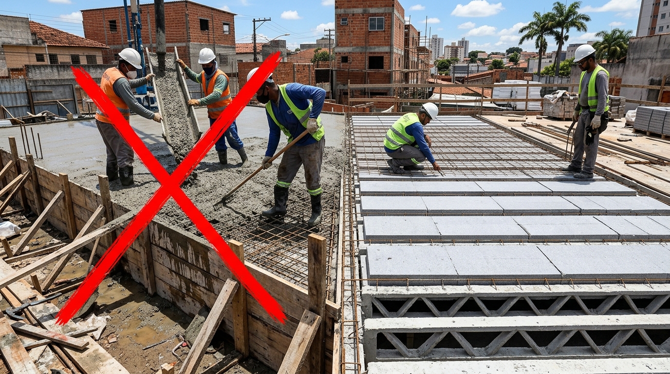 Adeus à laje tradicional: o novo sistema pré-moldado que fica pronto em um dia e custa metade do preço está dominando as obras em 2026 