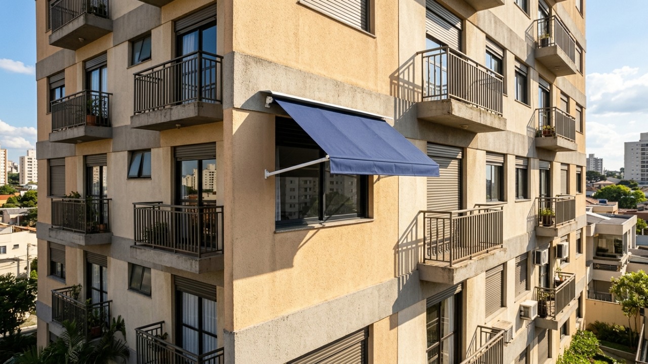 Morador tenta deixar o apartamento mais fresco com um toldo na janela, mas descobre que a mudança externa pode gerar multa e conflito