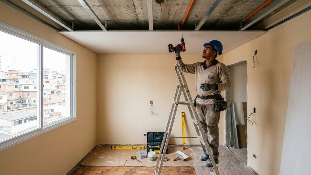 Quanto custa instalar um forro de gesso em um quarto de 10 m² com um profissional e o que pesa no orçamento
