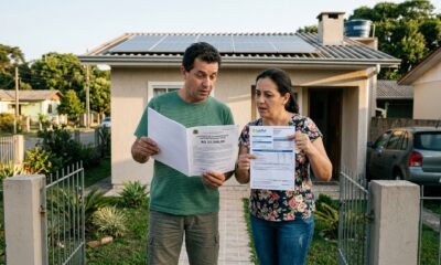 Casal instala painel solar de R$ 32 mil financiado para reduzir a conta de luz, no terceiro mês a distribuidora muda a regra de compensação e a economia prometida pela empresa cai pela metade