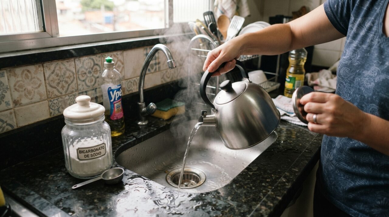 Um único produto despejado no ralo da cozinha desentope em 10 minutos! Mais eficaz que vinagre branco e bicarbonato de sódio e sem cheiro forte