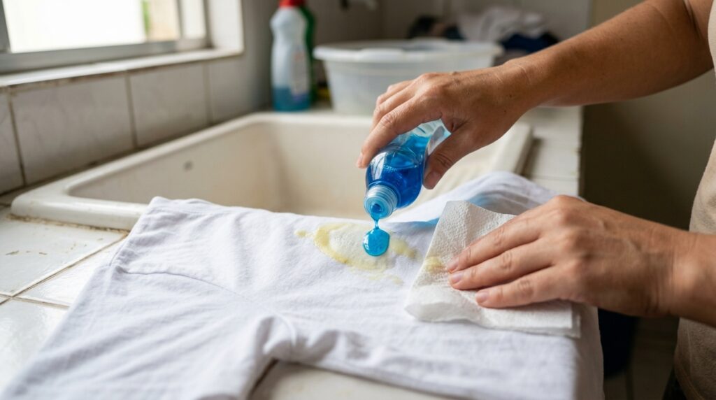 Como remover manchas de protetor solar de roupas brancas antes que elas amarelem