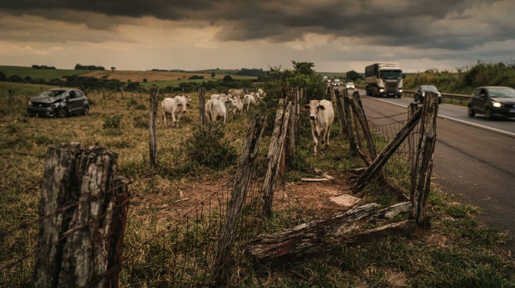 Boi escapa da fazenda e provoca um acidente na rodovia, o motorista processa e o dono do animal é responsabilizado a pagar R$ 40 mil por não manter a cerca em boas condições