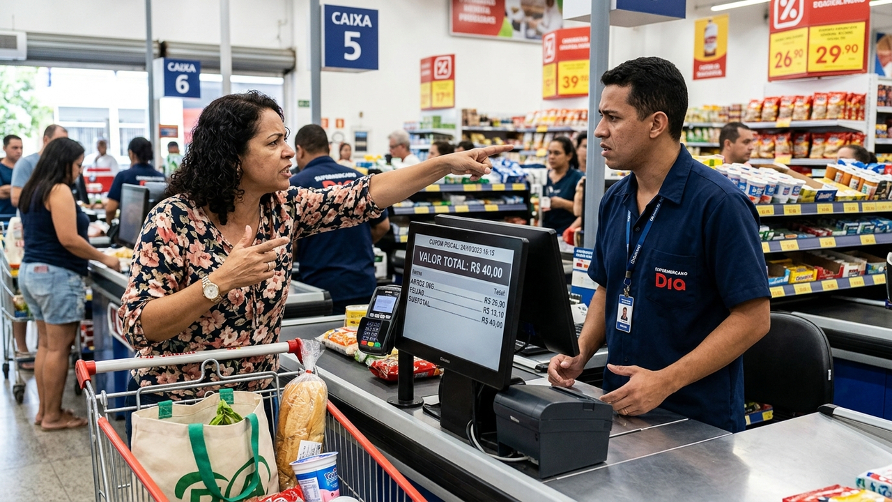 Supermercado anuncia produto por R$ 25 e cobra R$ 40 no caixa por cliente não ter aplicativo de vantagens e Procon aplica multa por abuso