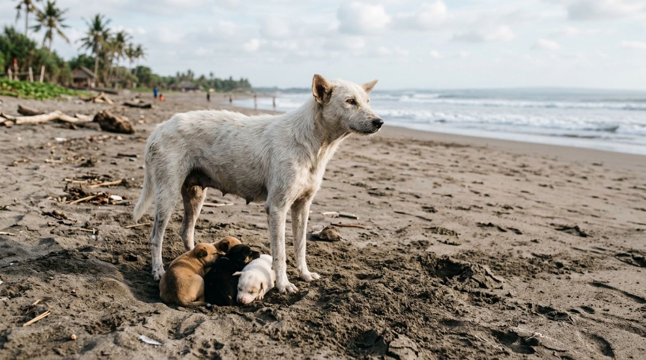 Mamãe assustada que se perdeu na praia se transforma na criatura mais fofa e carinhosa