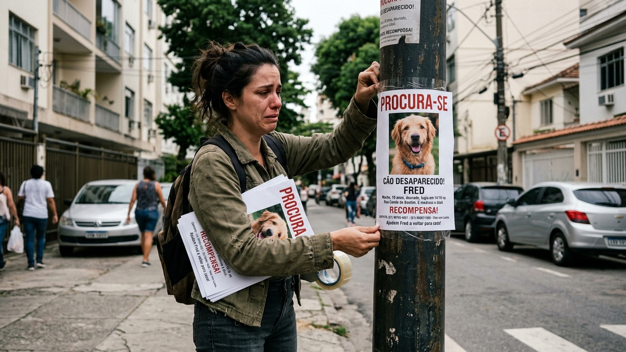 Dono desesperado cola fotos de cachorro perdido nos postes do bairro, encontra o pet mas recebe multa municipal de R$ 10 mil por poluição visual
