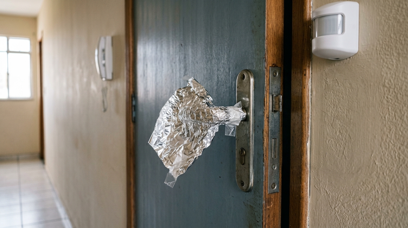 Envolver a maçaneta da porta da frente em papel alumínio: para que serve e por que é recomendado