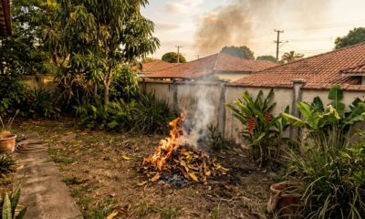 Idoso junta as folhas do quintal e ateia fogo num cantinho como sempre fez, vizinha grava um vídeo e ele acaba respondendo por crime ambiental com multa que começa em R$ 6 mil