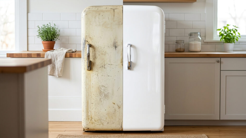 Adeus eletrodomésticos amarelados: a nova técnica simples com água oxigenada e plástico filme para clarear geladeiras e micro-ondas sem esforço