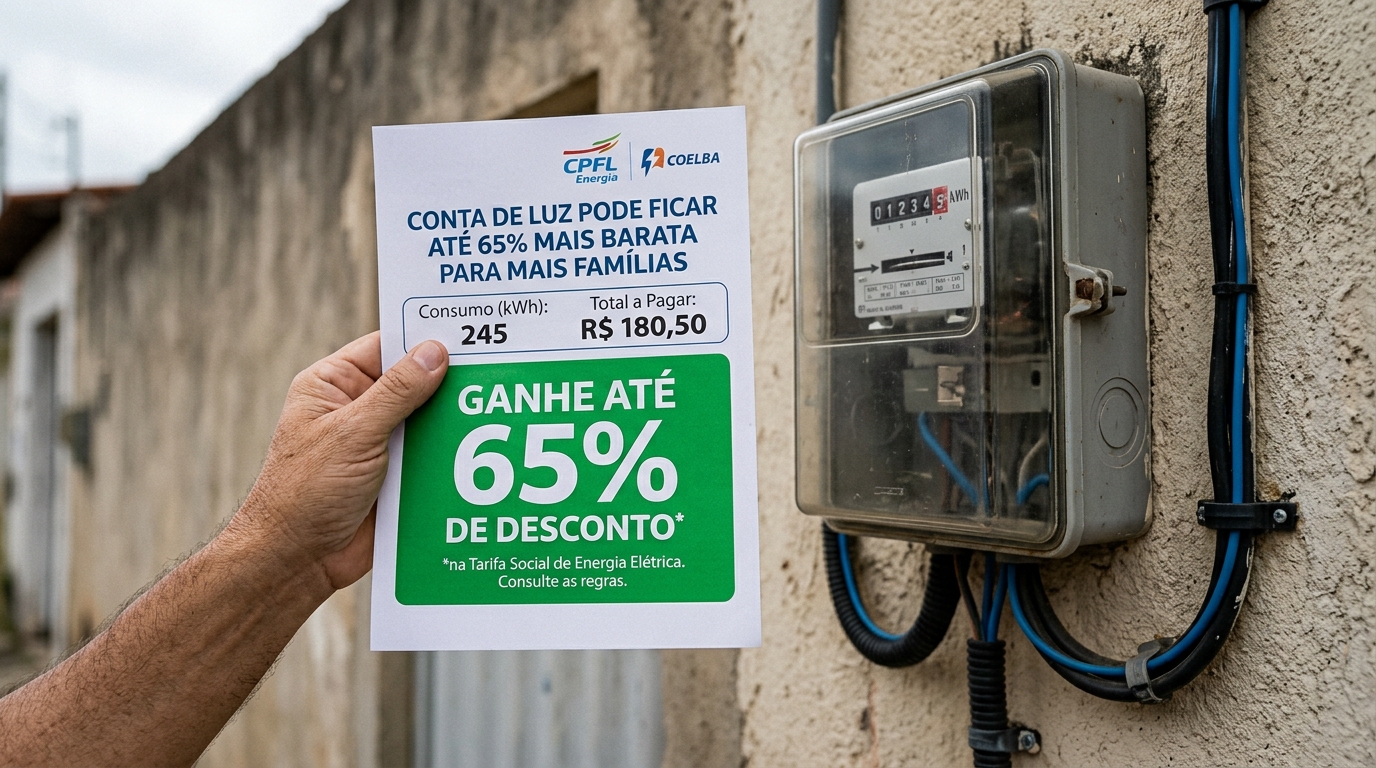 Conta de luz pode ficar até 65% mais barata para mais famílias