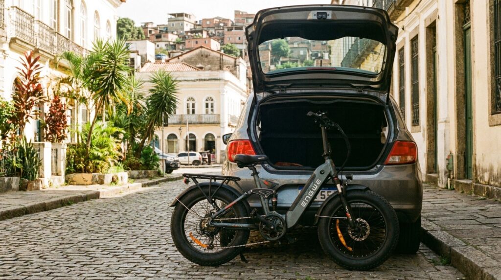 Bicicleta elétrica dobrável com autonomia de até 100 km chama atenção pela praticidade e preço mais baixo