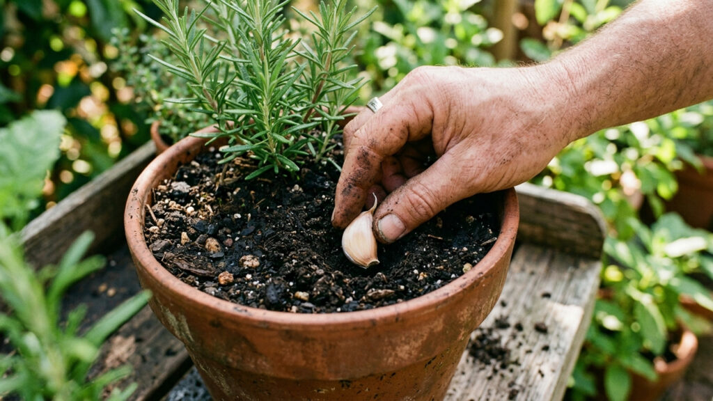 Enterrar um dente de alho no vaso da sua planta ajuda a afastar pragas de forma permanente: o truque simples que age como um repelente sistêmico