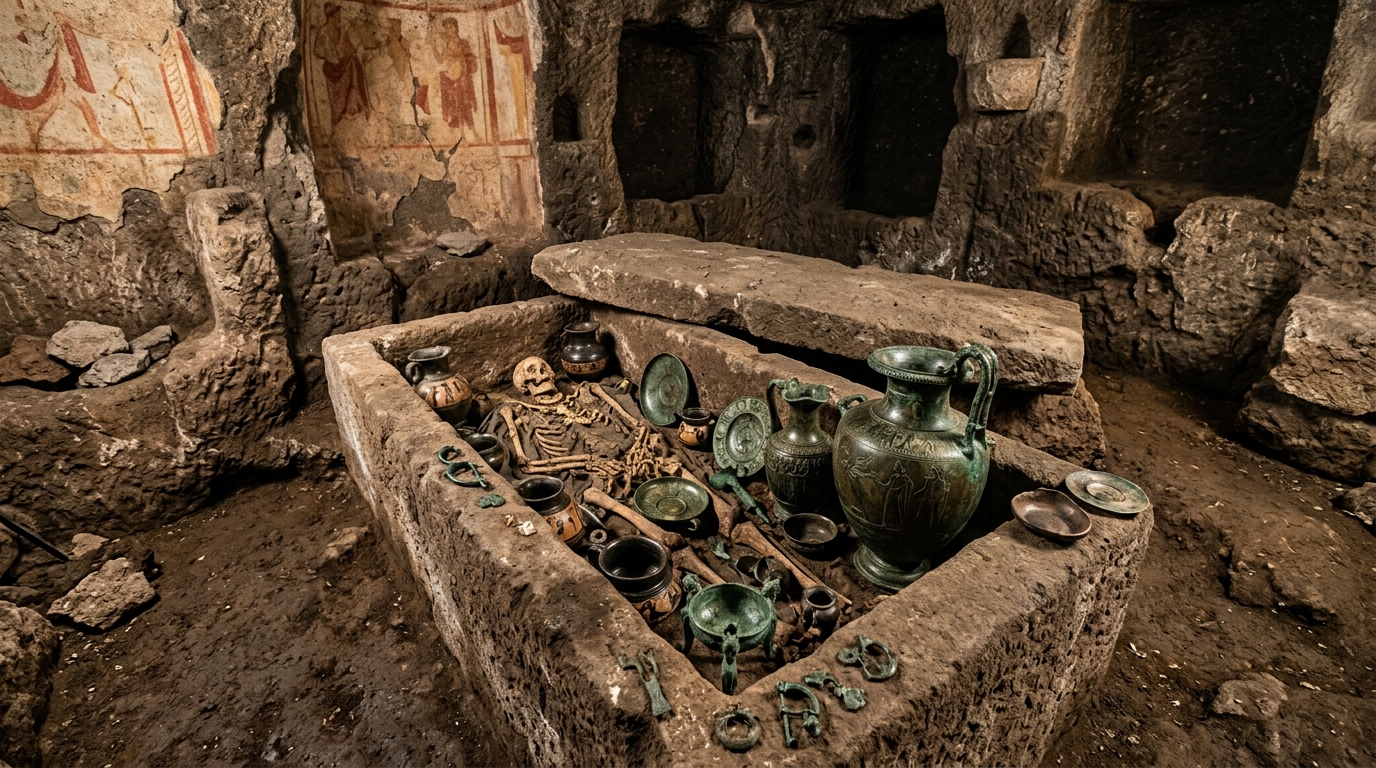 Arqueólogos explicam por que os etruscos depositavam vasos de bronze em antigas cerimônias funerárias