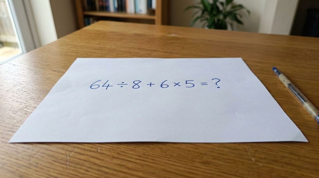 A conta 64 ÷ 8 + 6 × 5 parece ter uma resposta óbvia, mas muita gente se confunde