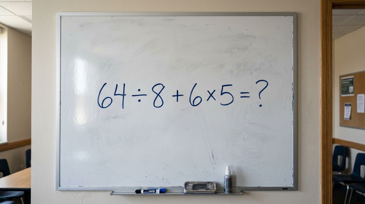 A conta 64 ÷ 8 + 6 × 5 parece ter uma resposta óbvia, mas muita gente se confunde