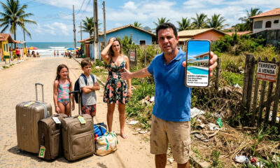 Família aluga casa de praia de luxo por rede social, paga R$ 8 mil antecipados e descobre terreno baldio ao chegar no endereço do anúncio